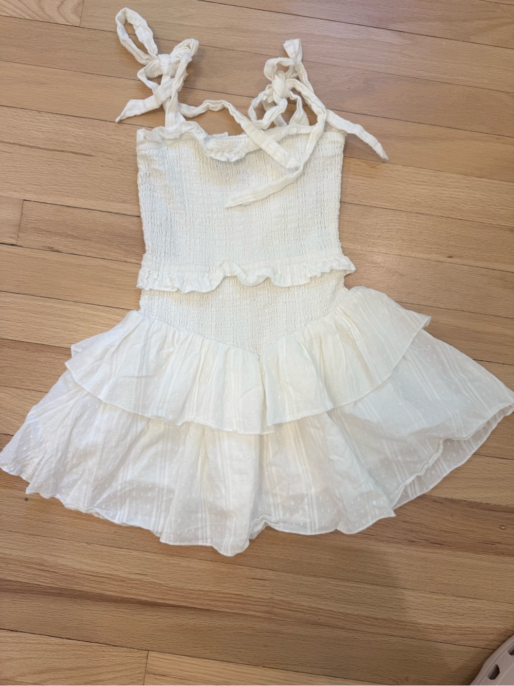 Katie J NYC Cream Smocked Tiered Sundress for Girls